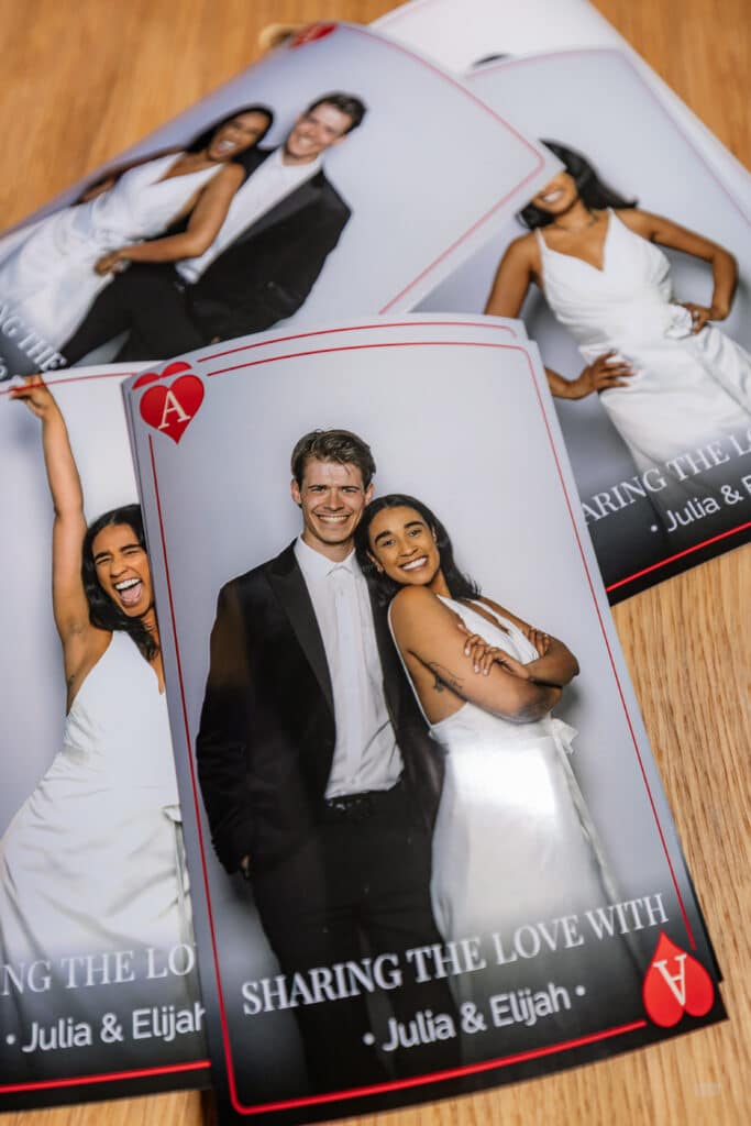 Ace of Hearts wedding photo booth setup for creative and memorable shots