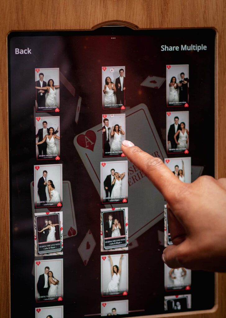 Ace of Hearts themed photo booth for elegant wedding celebrations